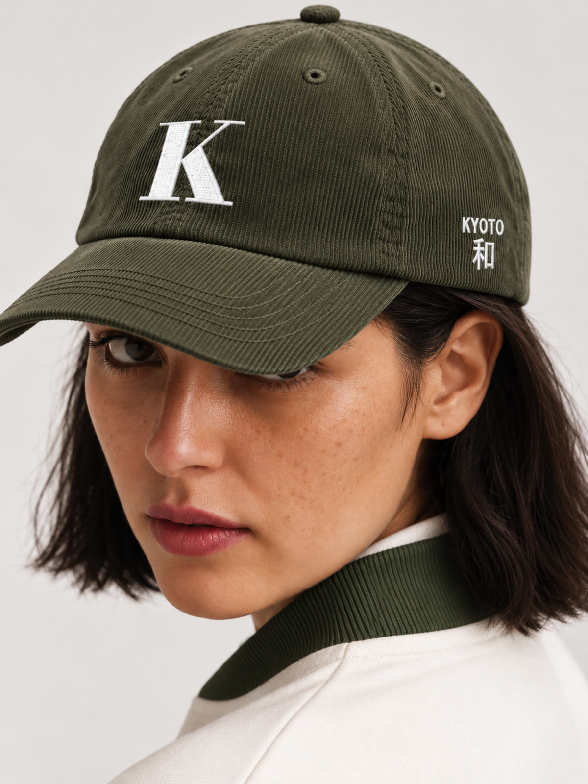 Kyoto Harmony 和 K Corduroy Japanese Olive Baseball Cap