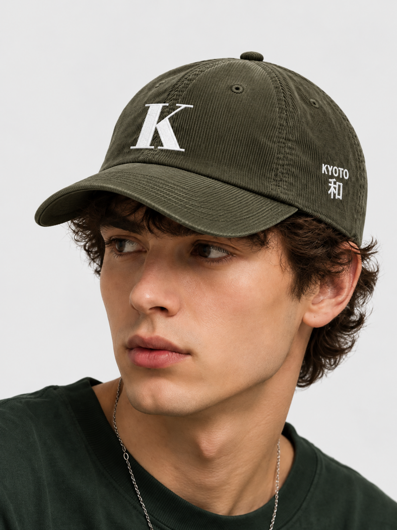 Kyoto Harmony 和 K Corduroy Japanese Olive Baseball Cap