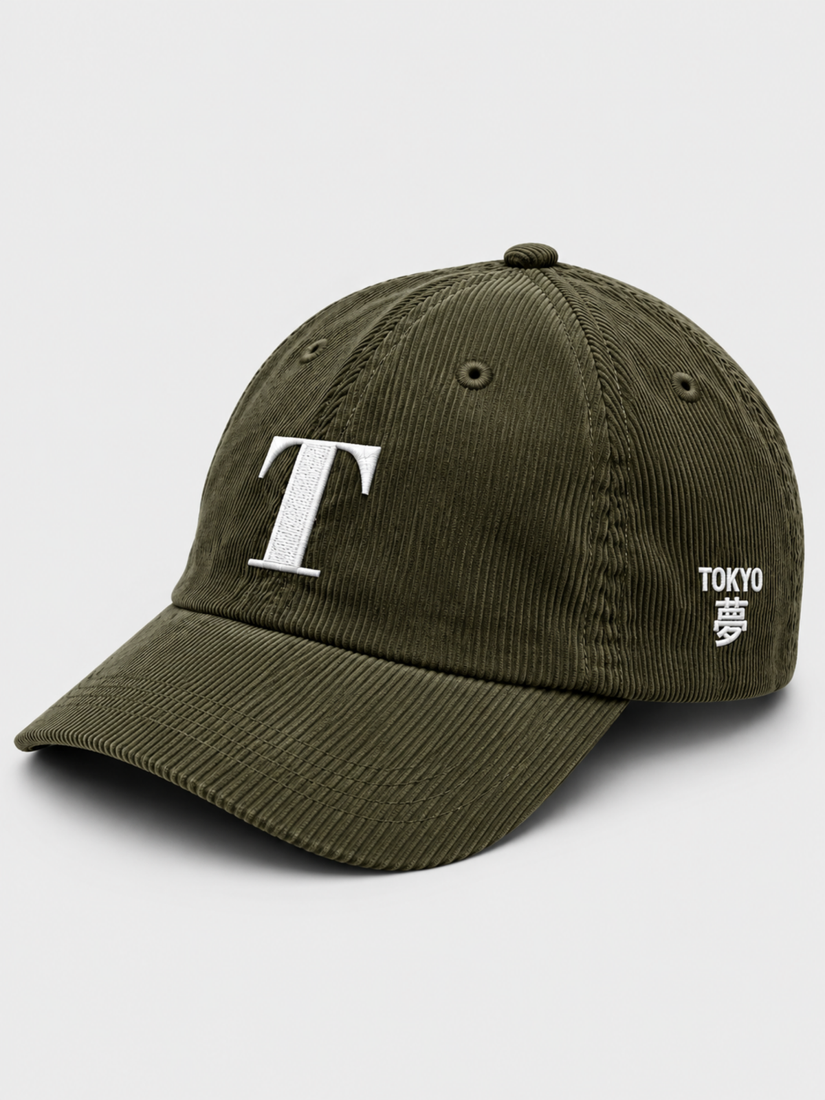 Tokyo Dream 夢 T Corduroy Japanese Olive Baseball Cap