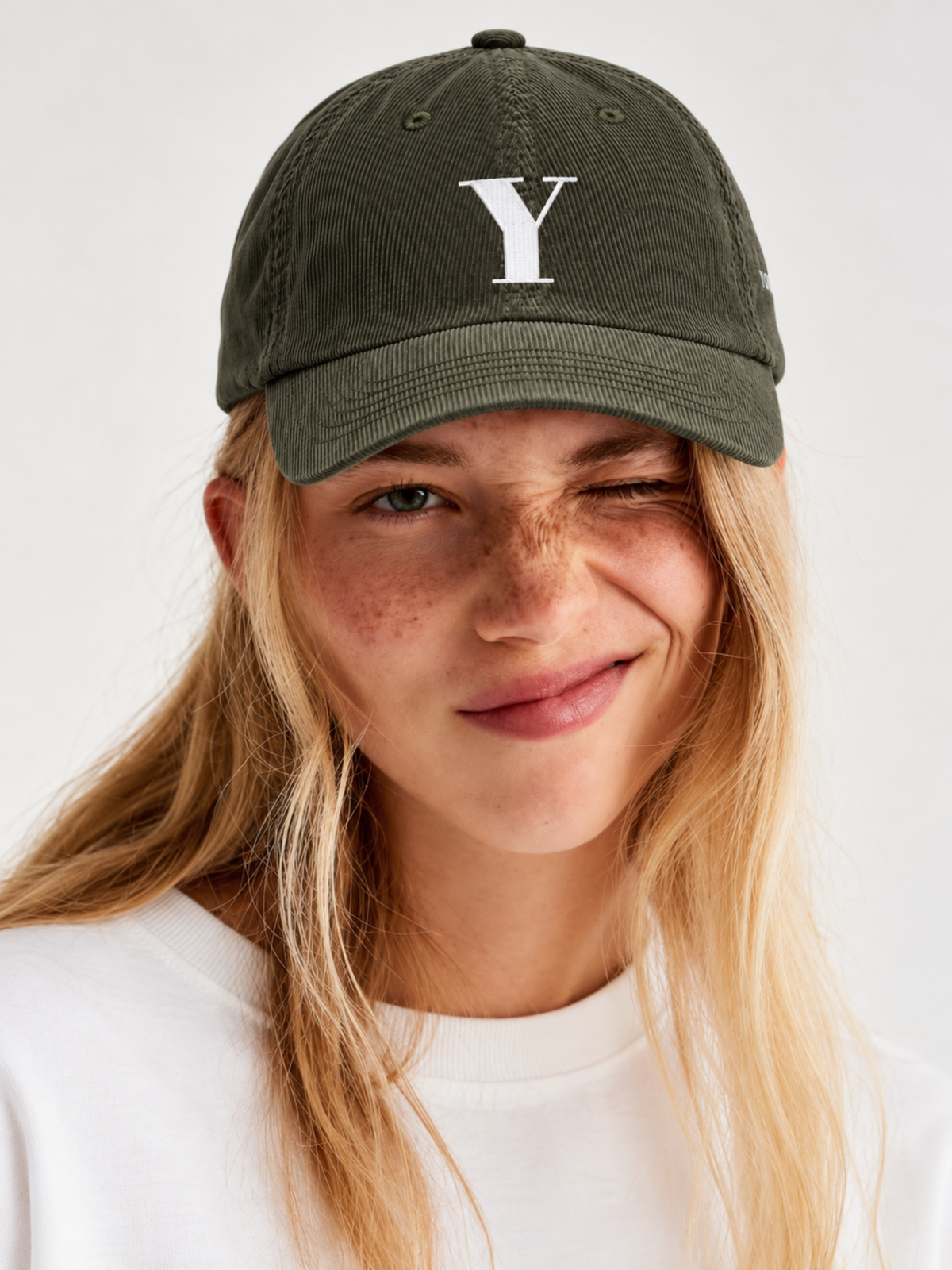 Yokohama Trust 信 Y Corduroy Japanese Olive Baseball Cap