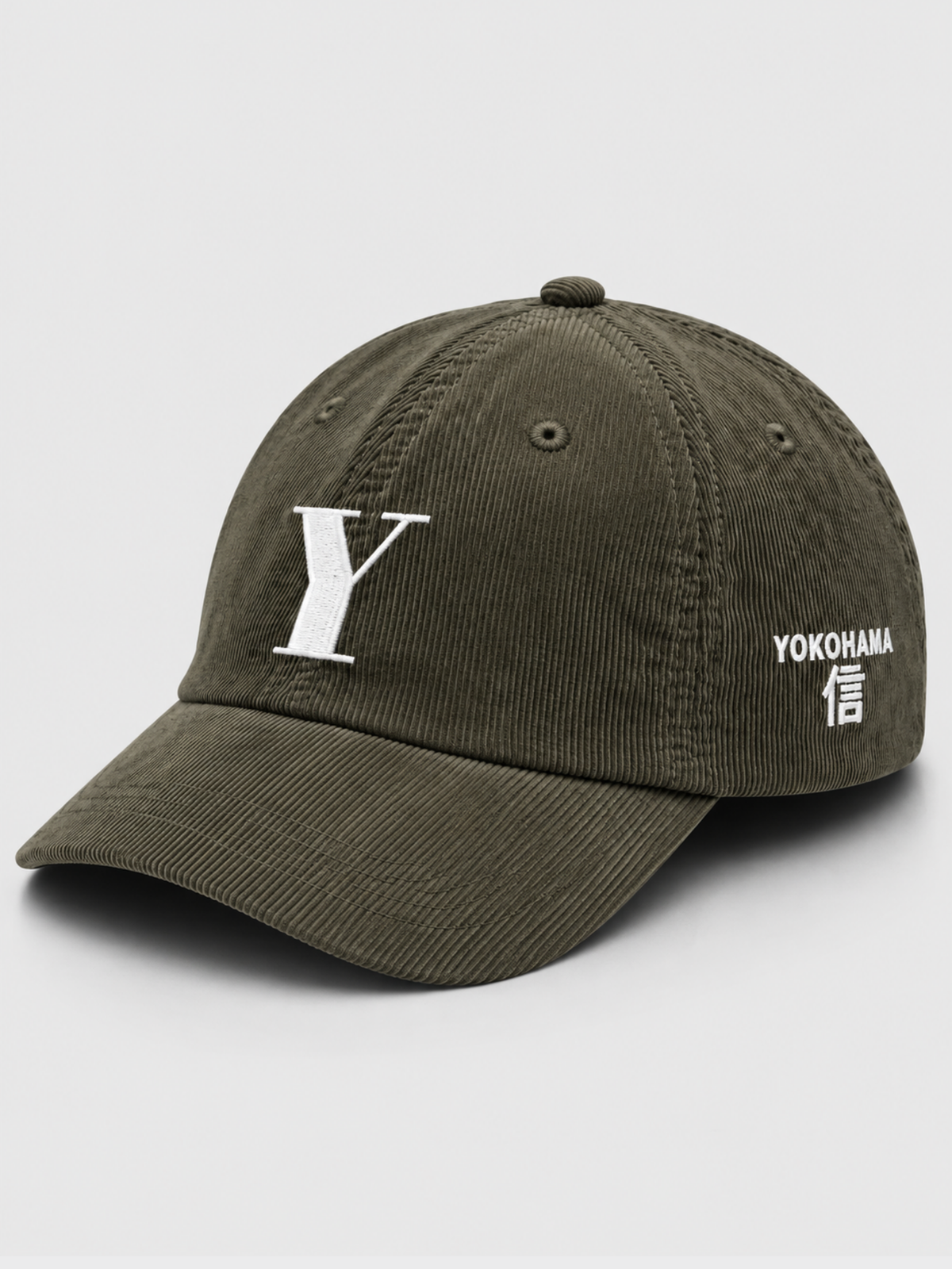 Yokohama Trust 信 Y Corduroy Japanese Olive Baseball Cap