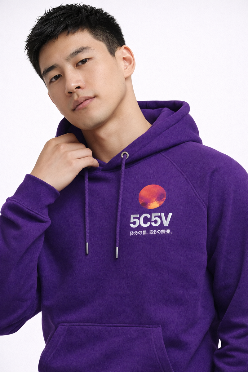 Tokyo Radiant Dawn Hoodie — Kanji Streetwear Hoodie | 5C5V Purple