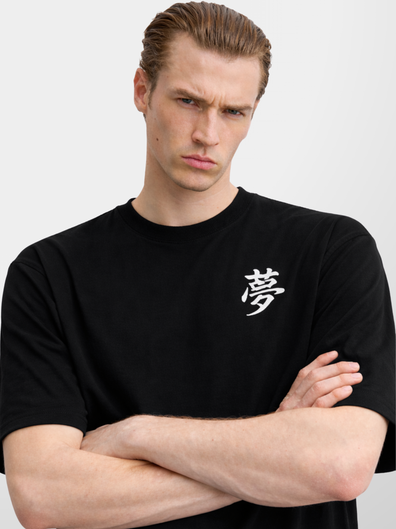 Tokyo Premium Oversized  Black Embroidered T-Shirt Trust – Dream 夢| 5C5V Japanese Streetwear