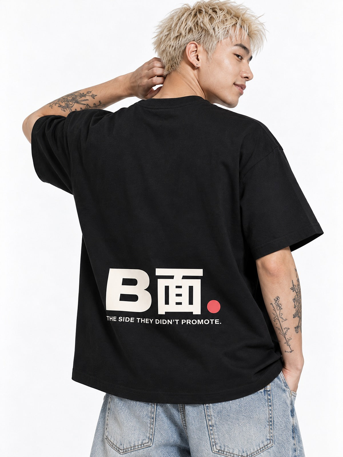 A面/B面 A-men B-men tee by 5C5V, close-up of the back print