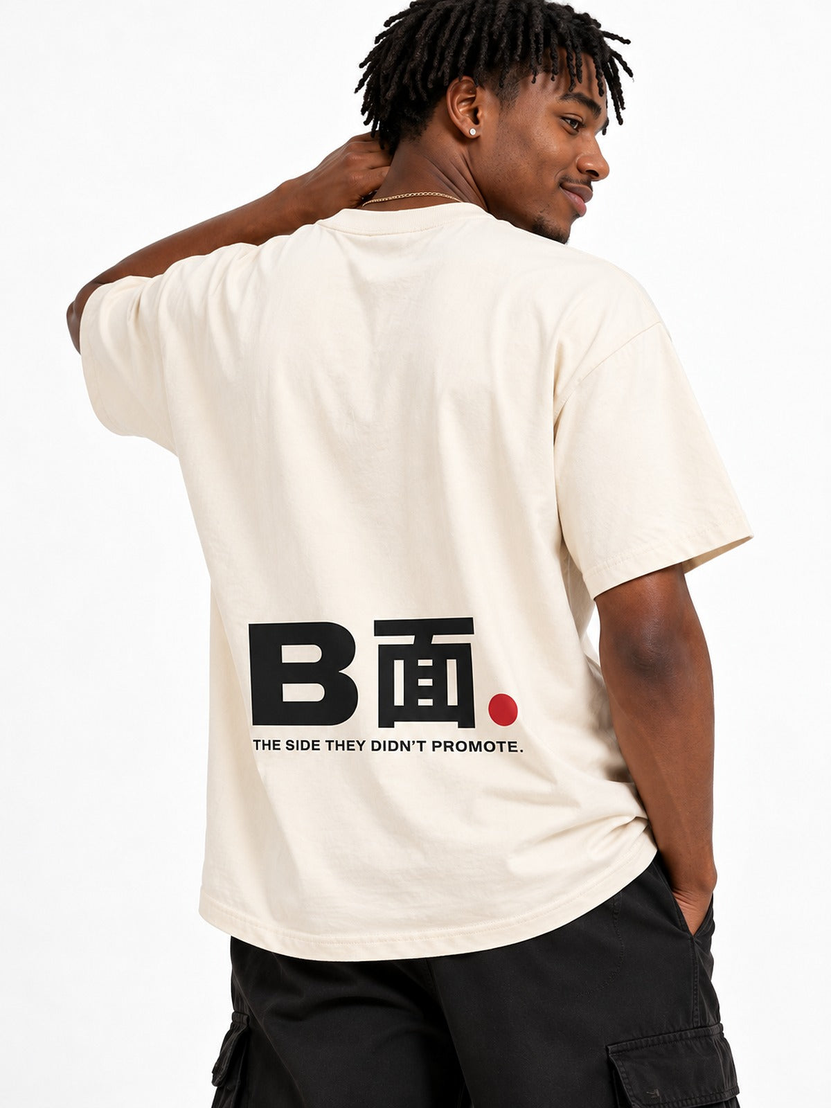 A面/B面 A-men B-men tee by 5C5V, close-up of the back print