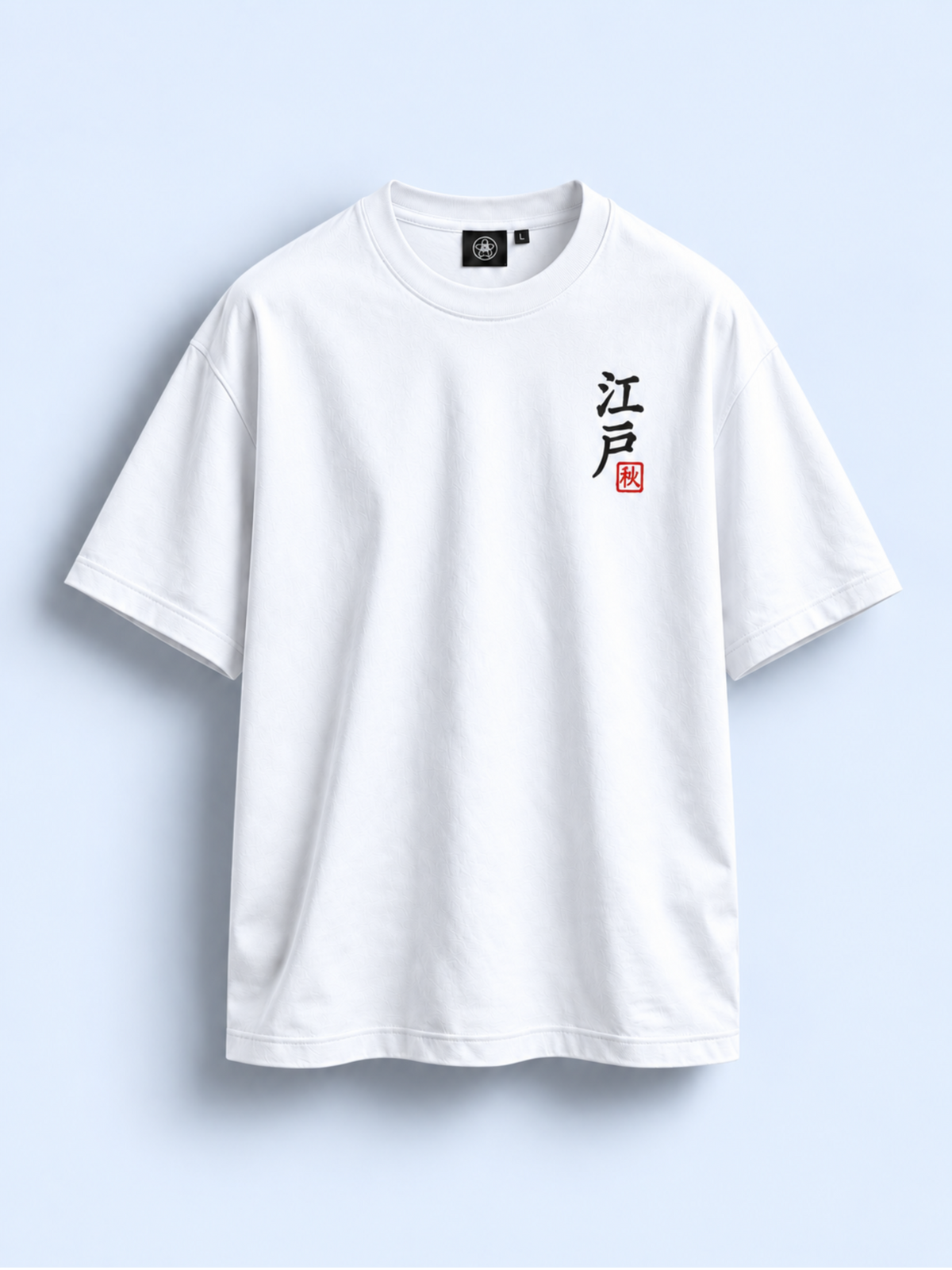 White Edo 秋 Fading Ember tee, front view