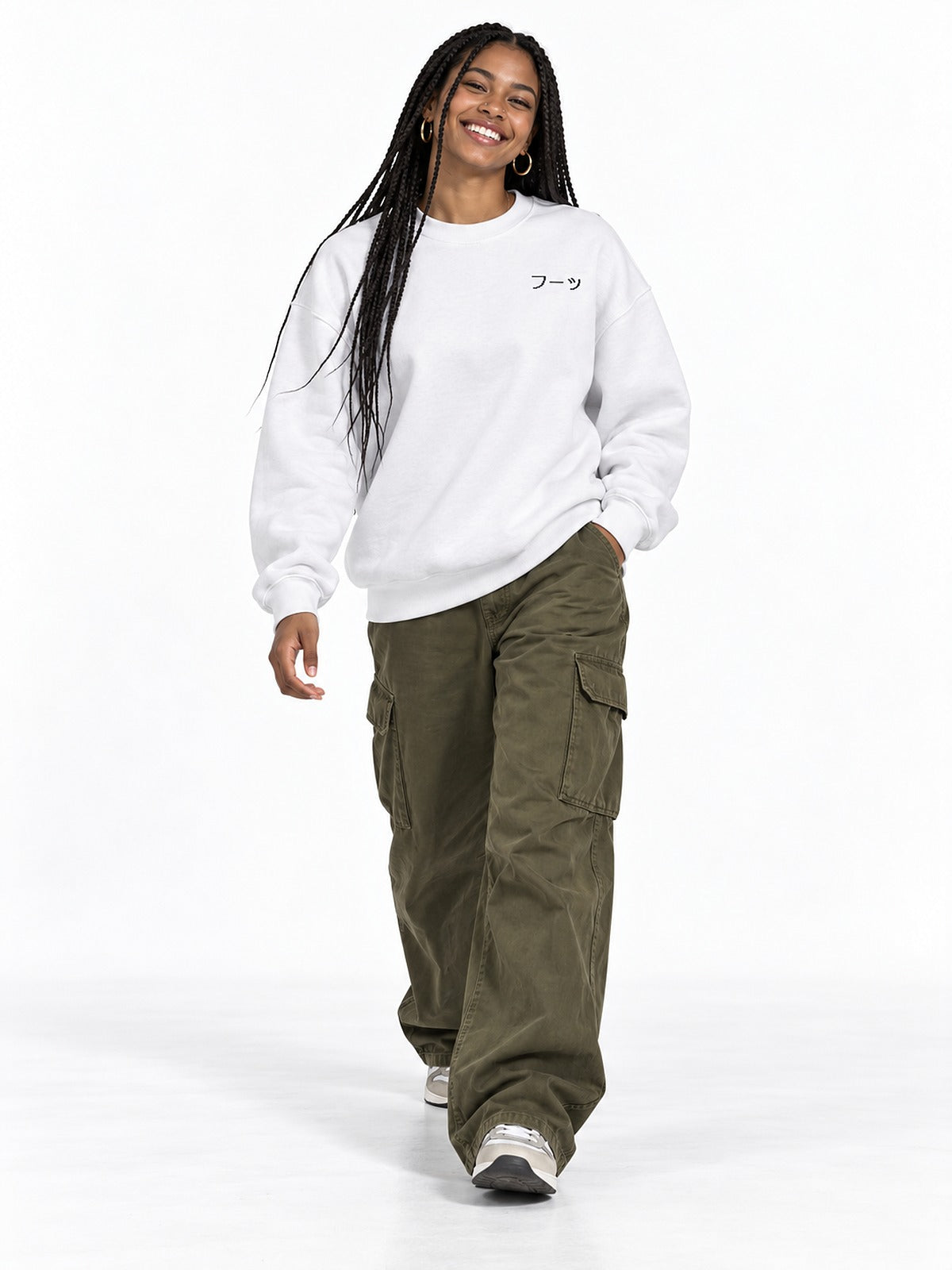 Fuu フーッ pixel cartridge sweatshirt white by 5C5V, front view