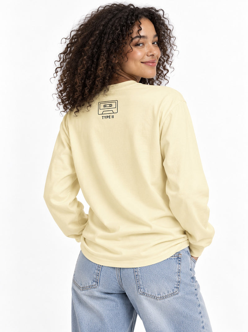 Haipoji ハイポジ Type II long sleeve butter by 5C5V, back view with the TYPE II neck print