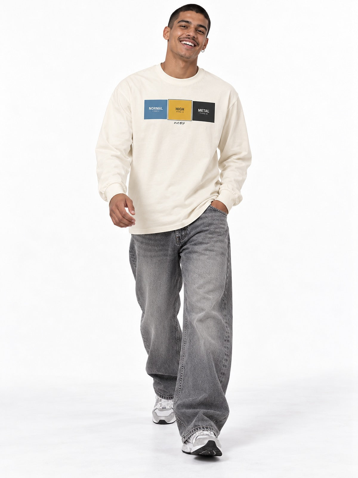 Haipoji ハイポジ Type II long sleeve ecru by 5C5V, front view