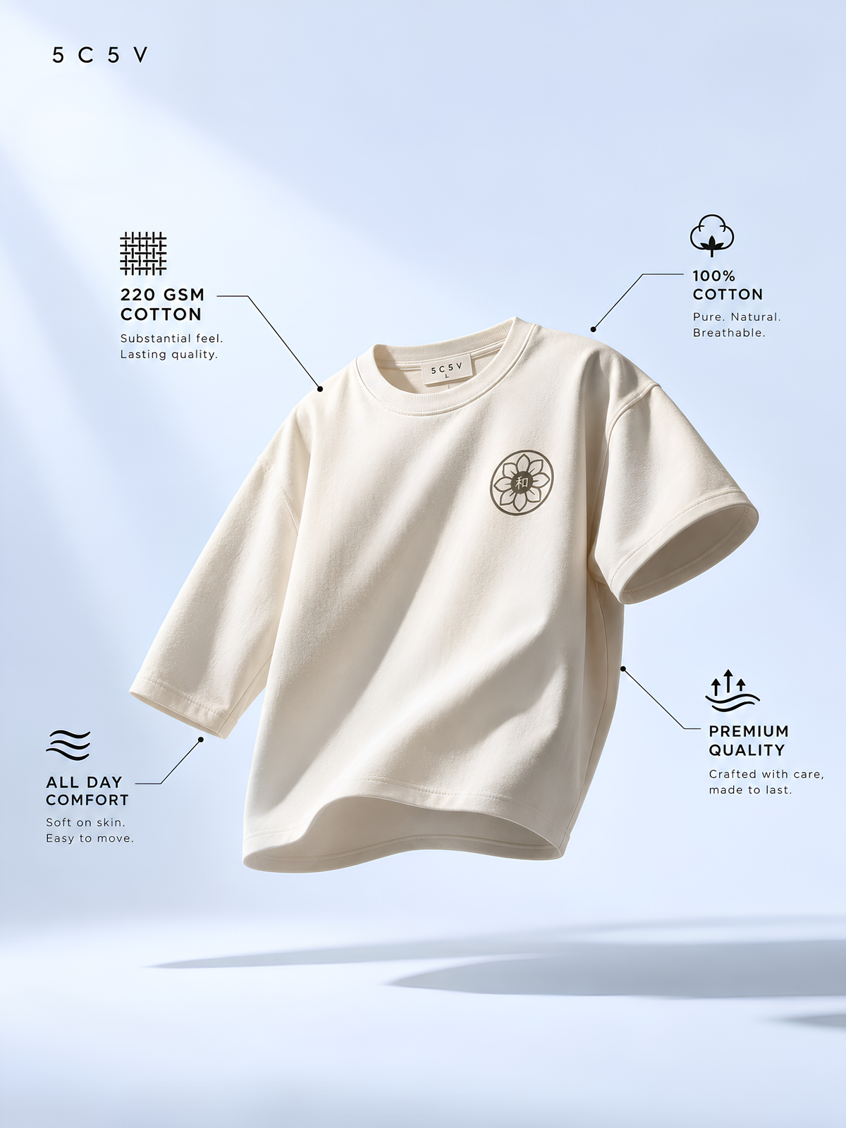 Vintage white Kyoto Harmony 和 graphic tee: fabric weight, fit and care details