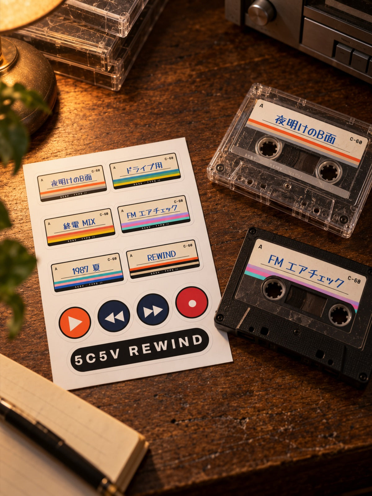 Kasetto カセット Japanese cassette label stickers by 5C5V on blank cassettes