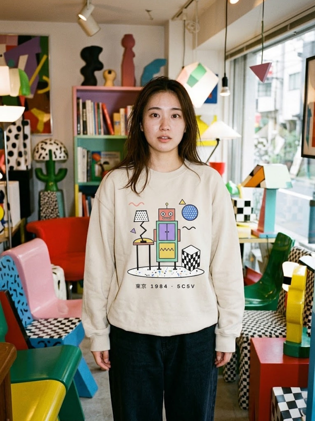 Tokyo 1984 東京 Japanese Postmodern Sweatshirt by 5C5V in a Tokyo design shop