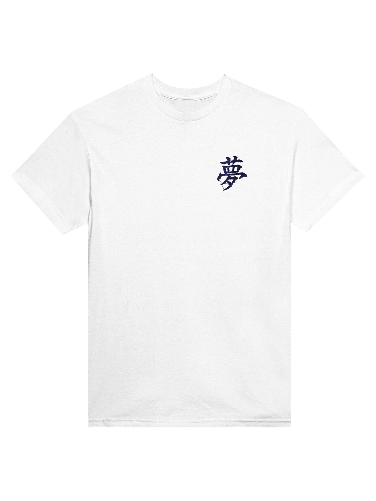 White tri-blend Tokyo Dream 夢 embroidered tee, front view
