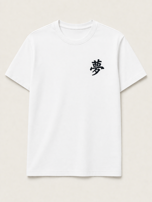 Tokyo Dream 夢 Embroidered Oversized T-Shirt — White | 5C5V